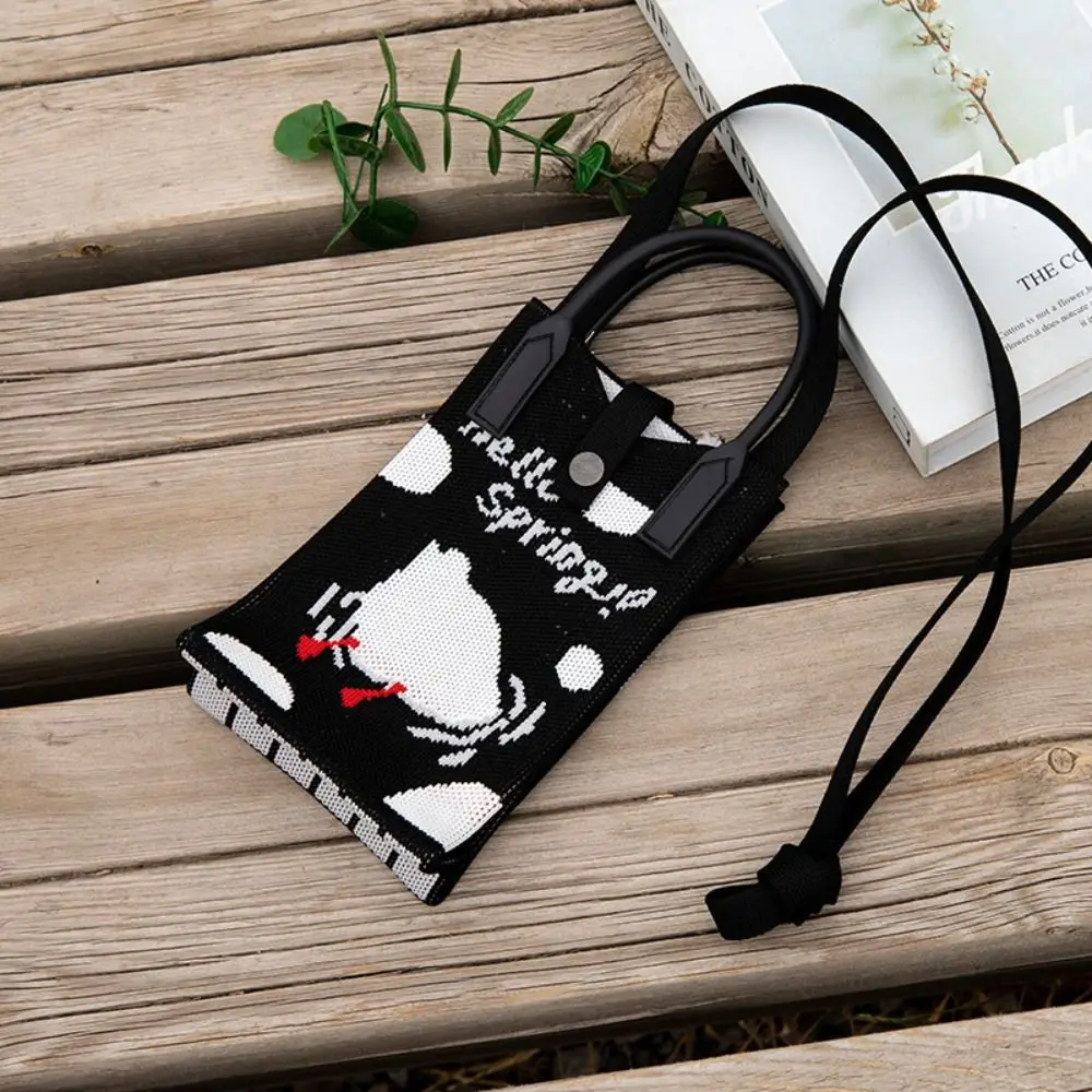 Mini Shoulder Bag Cute Cartoon Mobile Phone Bag Student Messenger Bag Knitted Handbag Key Holder Lipsticks Pouch