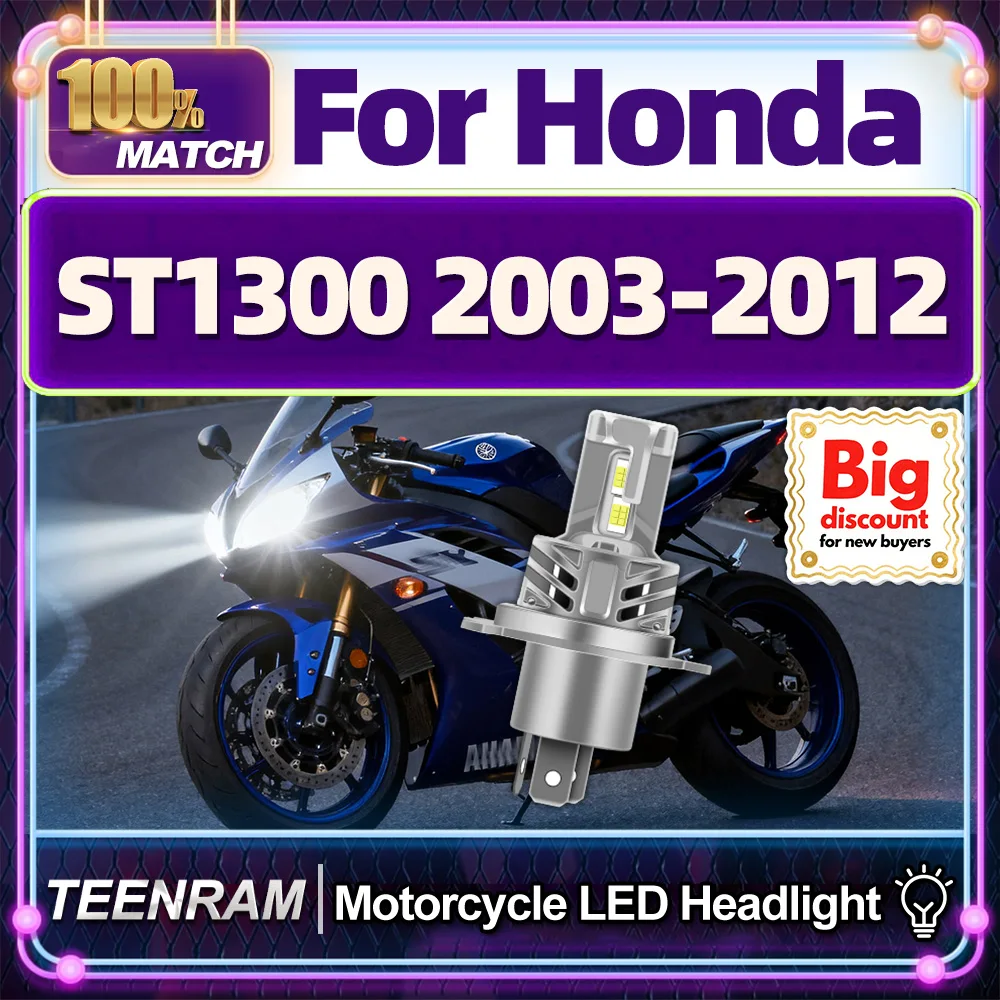 

TEENRAM For Honda ST1300 2003 2004 2005 2006 2007 2008 2009 2010 2011 2012 1X Motorcycle LED Headlight Bulbs Hi/Lo Moto Headlamp
