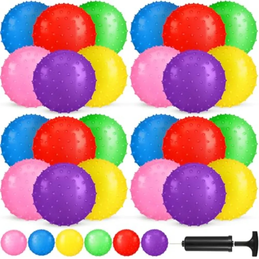 

Набор из 36 тактильных сенсорных мячей-антистресс (8,46 дюйма), мягкие, прыгучие, с воздушным насосом, разные цвета, для детей