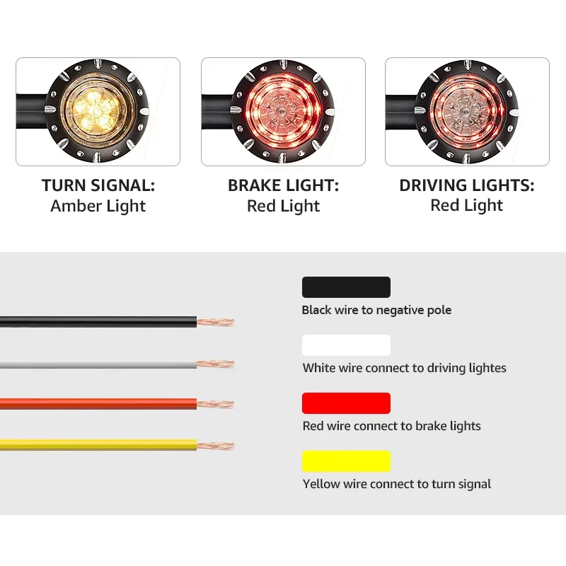 Motorcycle LED Turn Signal Brake Running Lamp Bullet Turn Signal Lights LED 12V 10mm Universal Motorcycle LED Indicator Lamp