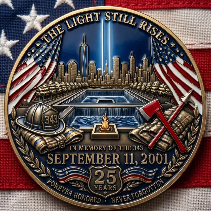 9/11 Never Forget 343 FDNY Firefighters Memorial Coin September 11 WTC Patriotic Tribute Collectible
