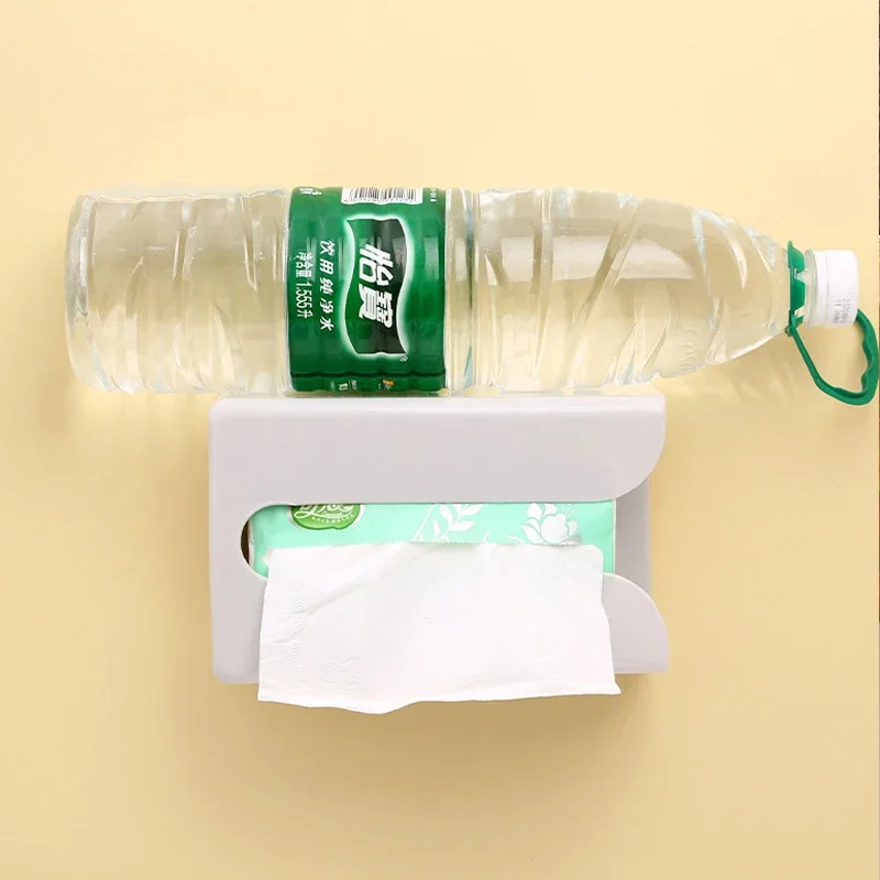 Wasserdichter, an der Wand montierter Taschentuchbox-Organizer – stanzfreie Badezimmeraufbewahrung mit Federpapierhandtuchhalter – Detail 5