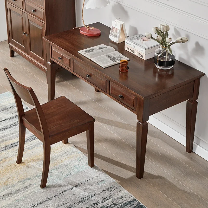 XL Solid Wood American Desk Log Living Room Study Table Study Writing Desk Computer Desk