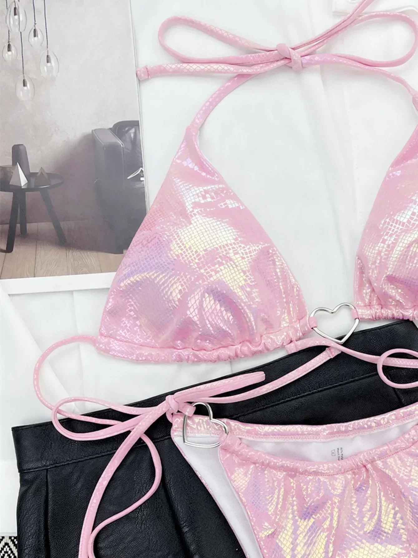 Pink Snake Print Bikini Women Heart Designer Push Up Micro Swimsuit Brazilian Summer Bathing Suit Two-piece Thong Swimwear 2025