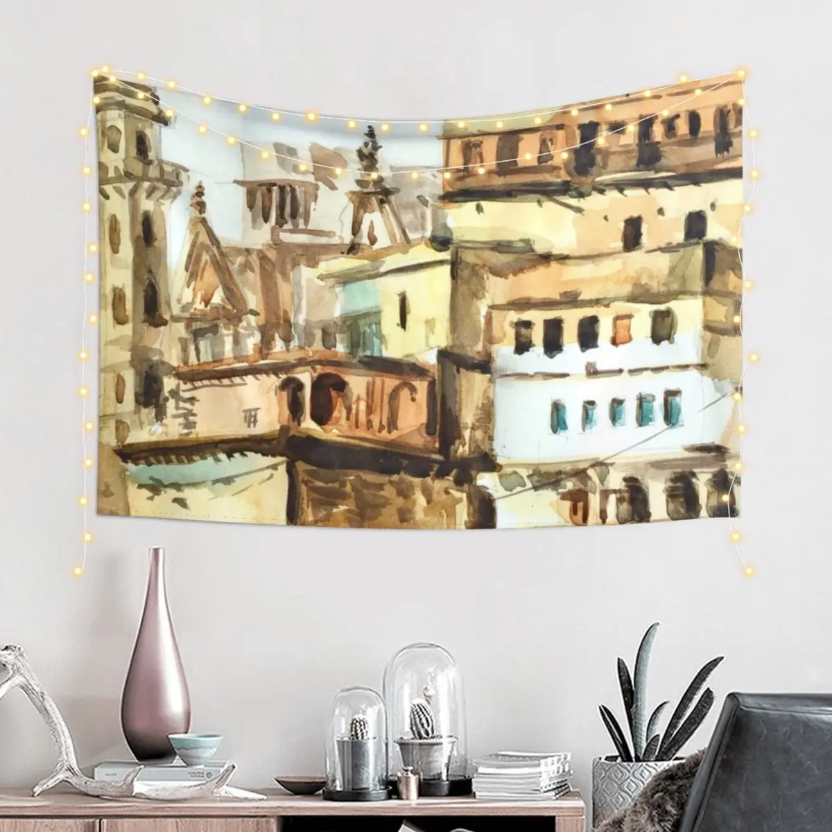 Varanasi India Hindu Pilgrimage Tapestry Decor For Bedroom Anime Decor Tapestry