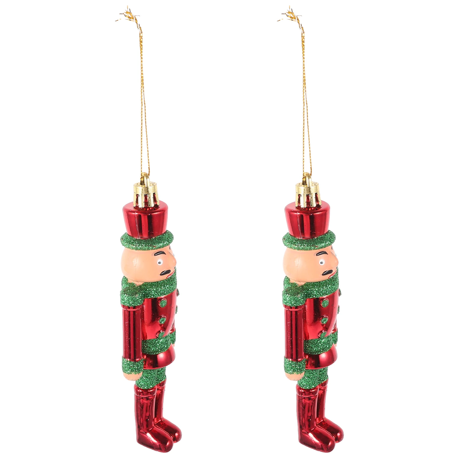 

2Pcs Hanging Nutcracker Pendants Mini Xmas Soldiers Plastic Tree Ornaments Festive Christmas Decor for Home Office Party