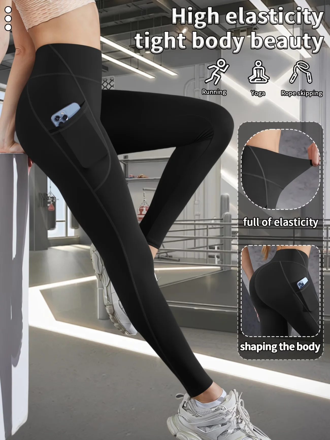 

Женские леггинсы для йоги с двумя боковыми карманами, легкие, быстросохнущие, с высокой талией, спортивные тайтсы с 4-сторонним стрейчем для бега, фитнеса, джинсы