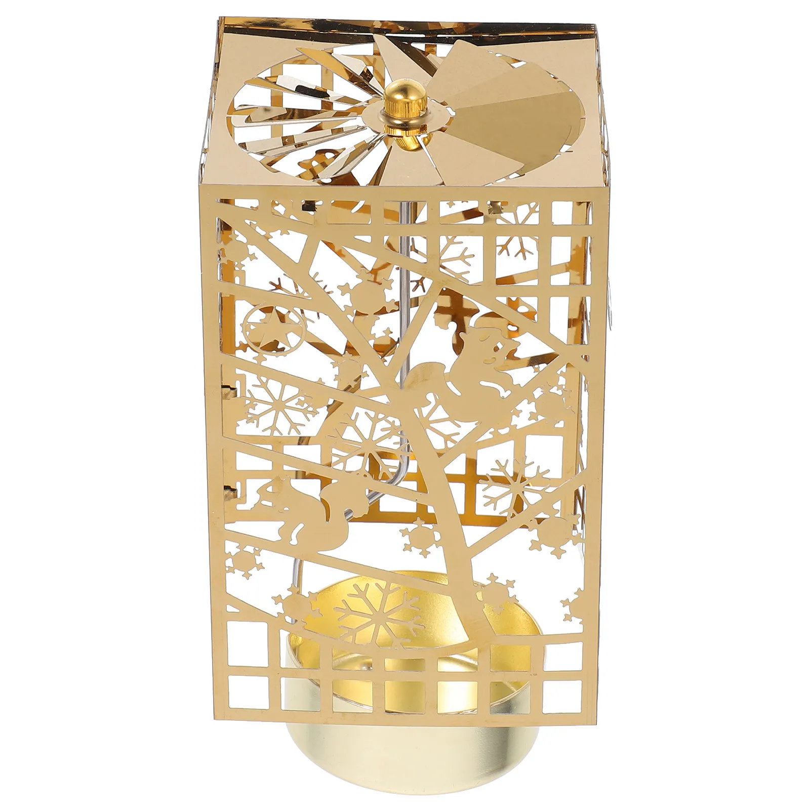 Christmas Rotating Holder Tea Light Stand European Elegant Design Mesmerizing Spin Effect Festive Table Decor Rotating