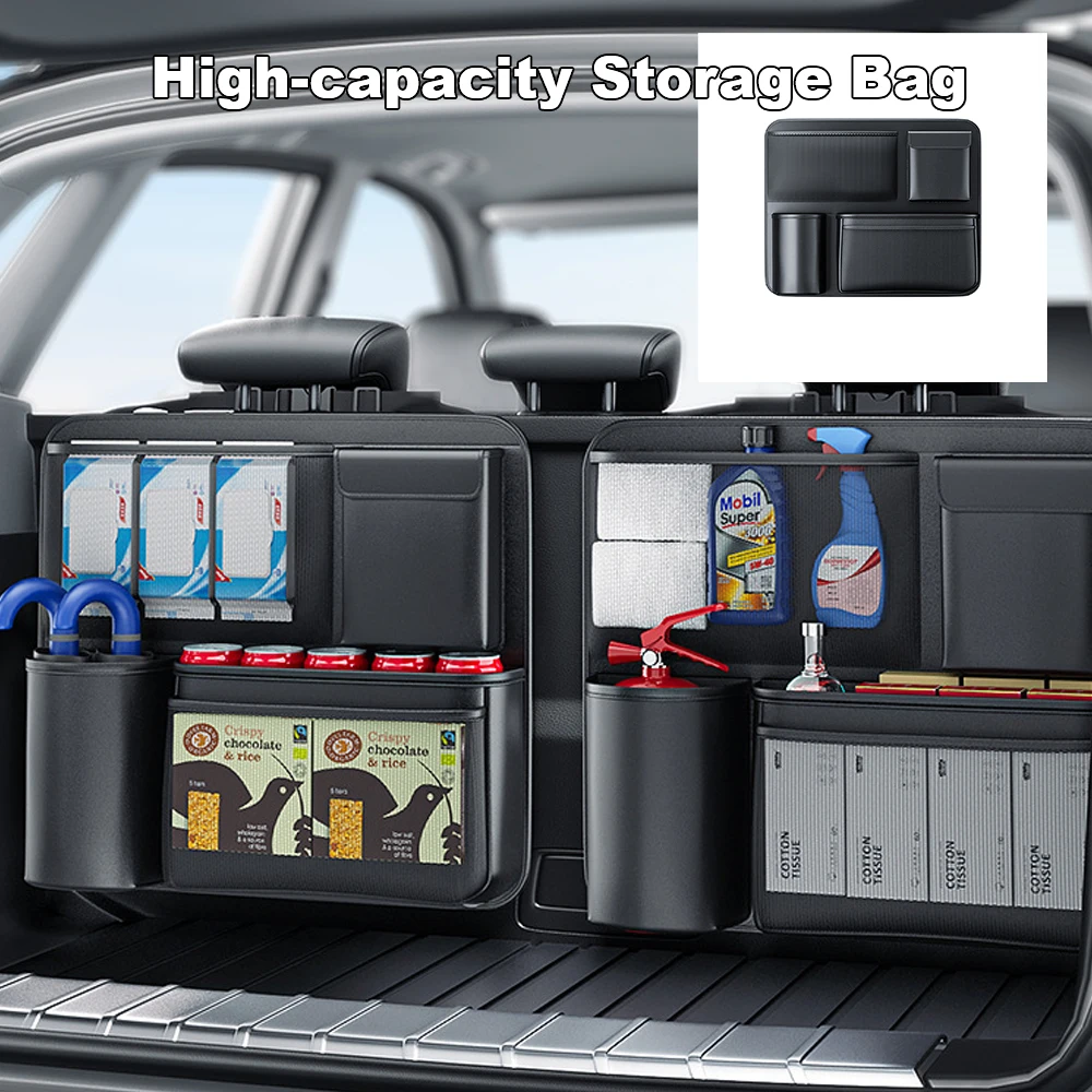 

Искусственная кожа с 4 большими карманами для внедорожников/грузовиков, подвесная автомобильная сумка для хранения, сумка для хранения на заднем сиденье