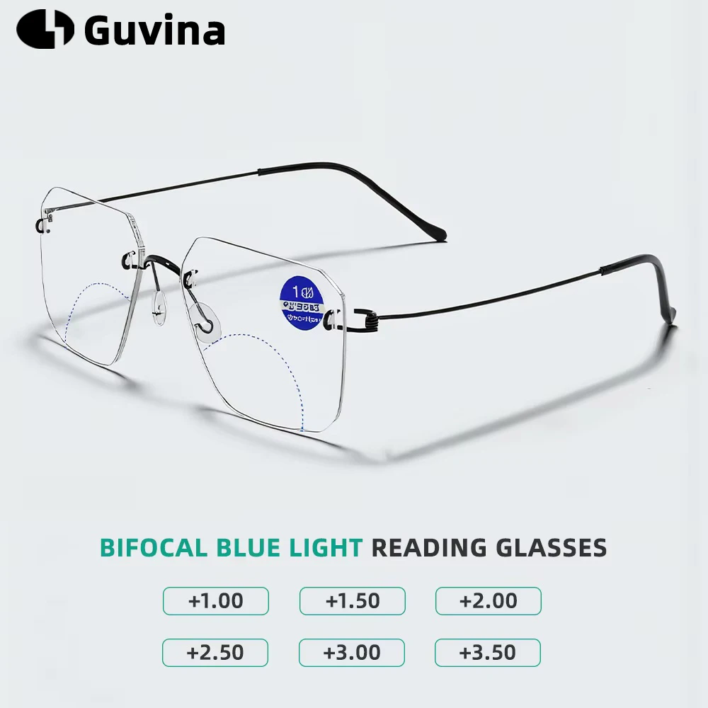 

Bifocal Reading Glasses Men Fashion Oversized Sunglasses Women Look Far and Near Anti Glare Hyperopia Eyeglasses +100 To +350