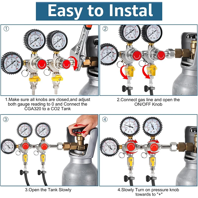 0-60 PSI x CGA320 Inlet Kegerator Beer Pressure Regulator 5