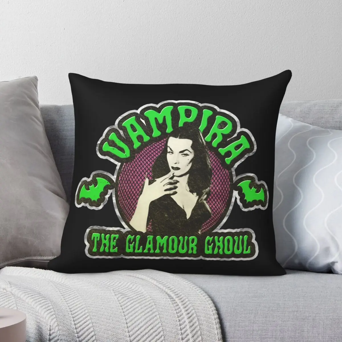 

VAMPIRA Square Pillowcase Polyester Linen Velvet Creative Zip Decor Pillow Case Sofa Seater Cushion Case