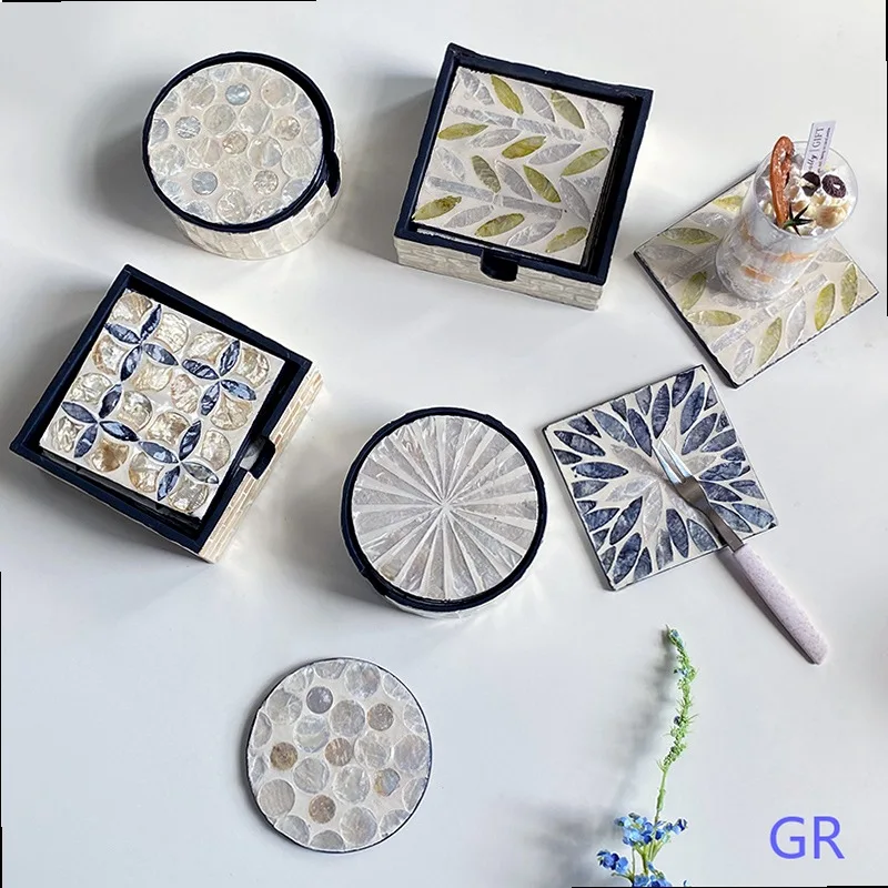 Wholesale Colorful Shell Heat Insulation Coaster Tea Mat Table Protector Pad