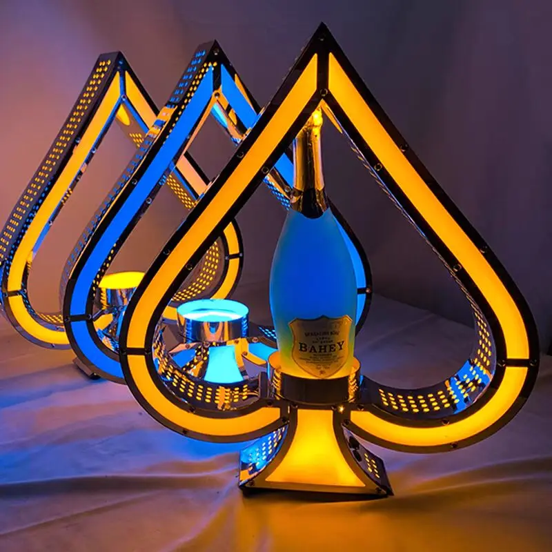 

Glow Bar LED Light Up Flashing Ace of Spade VIP Bottle Presenter Cocktail Wine Champagne Glorifier Display For NightClub