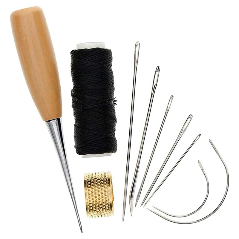 1Set Sewing Needle Awl Leather Craft Sewing Accessories Craft Sewing Metal Stitching Awl Sewing Leathercraft Shoe Repair Tools