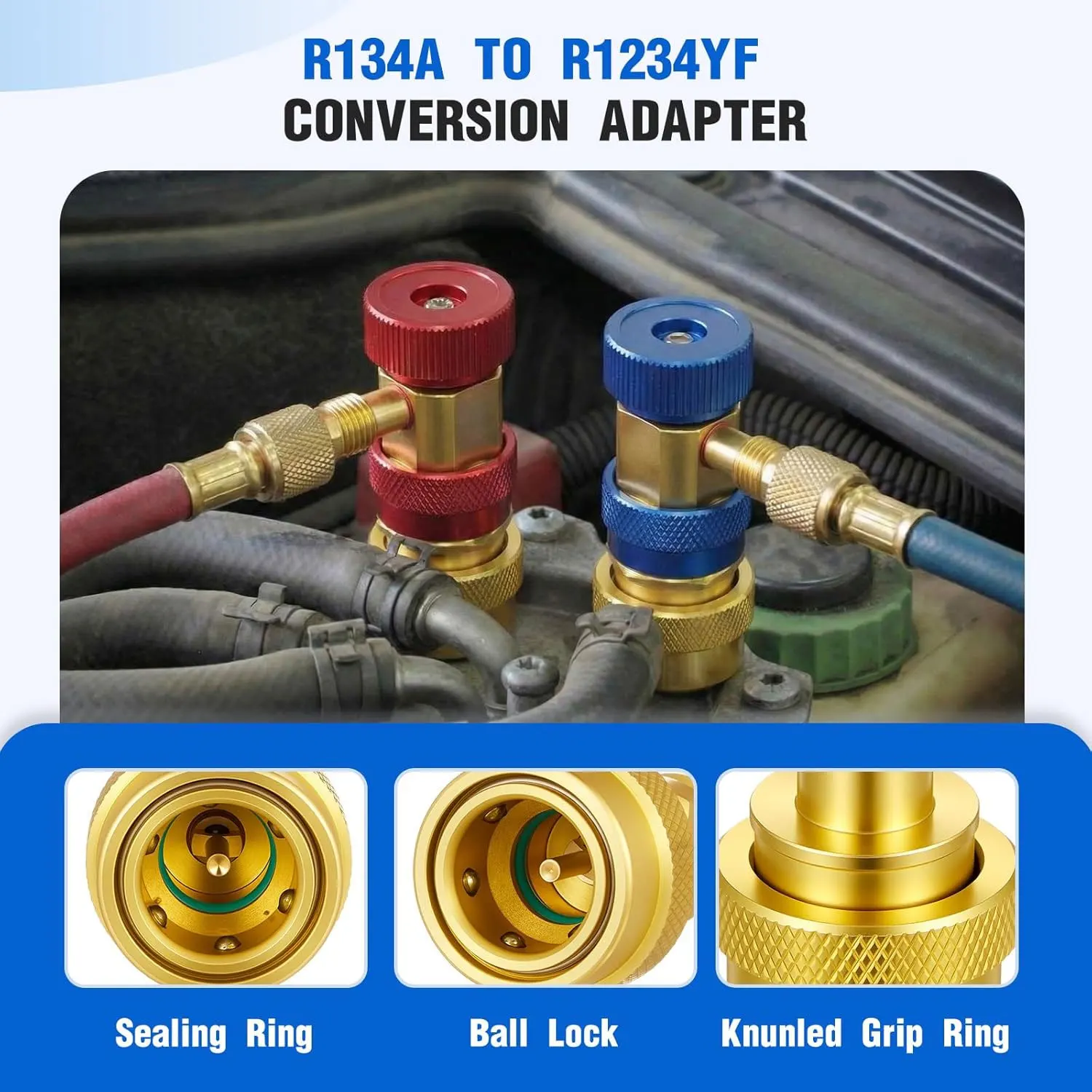 

Adjustable R1234yf to R134a Quick Coupler Adapter for Car Air Conditioner Refrigerant