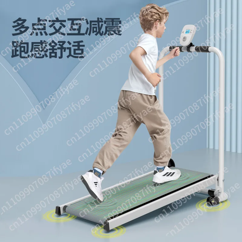 Household treadmill silent foldable single wheel treadmill energy saving plug-in free air resistance household brush step