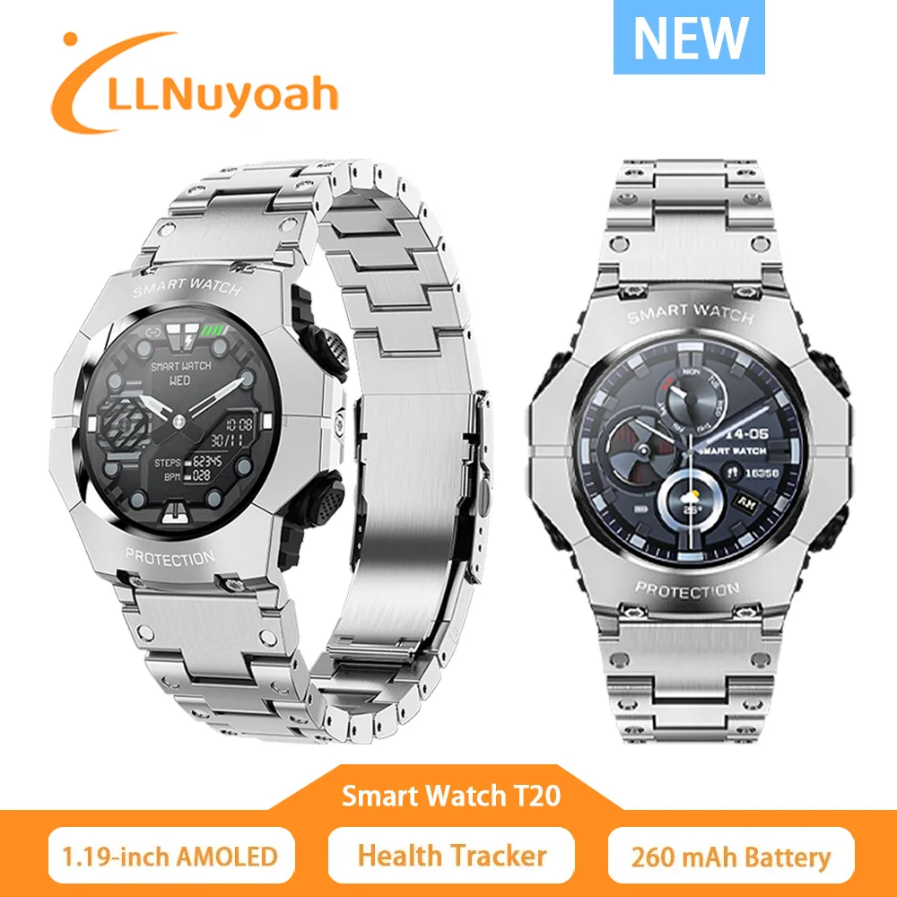 LLNuyoah Smart Watch T20 Bluetooth Call Mecha shell Smart watch Men Sport 24 Hrs Health Monitor for Android IOS 1.19