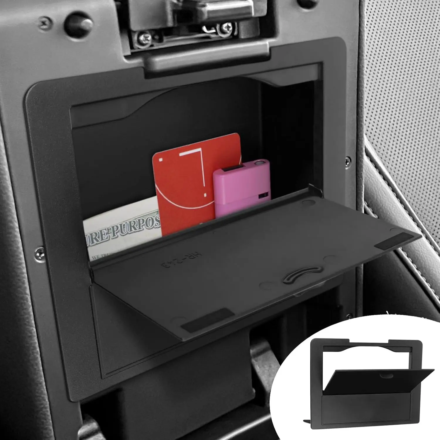 

Center Console Hidden Box Organizer Compatible with Toyota Tacoma 2024 2025 2026 Accessories Black ABS Plastic Material Secret