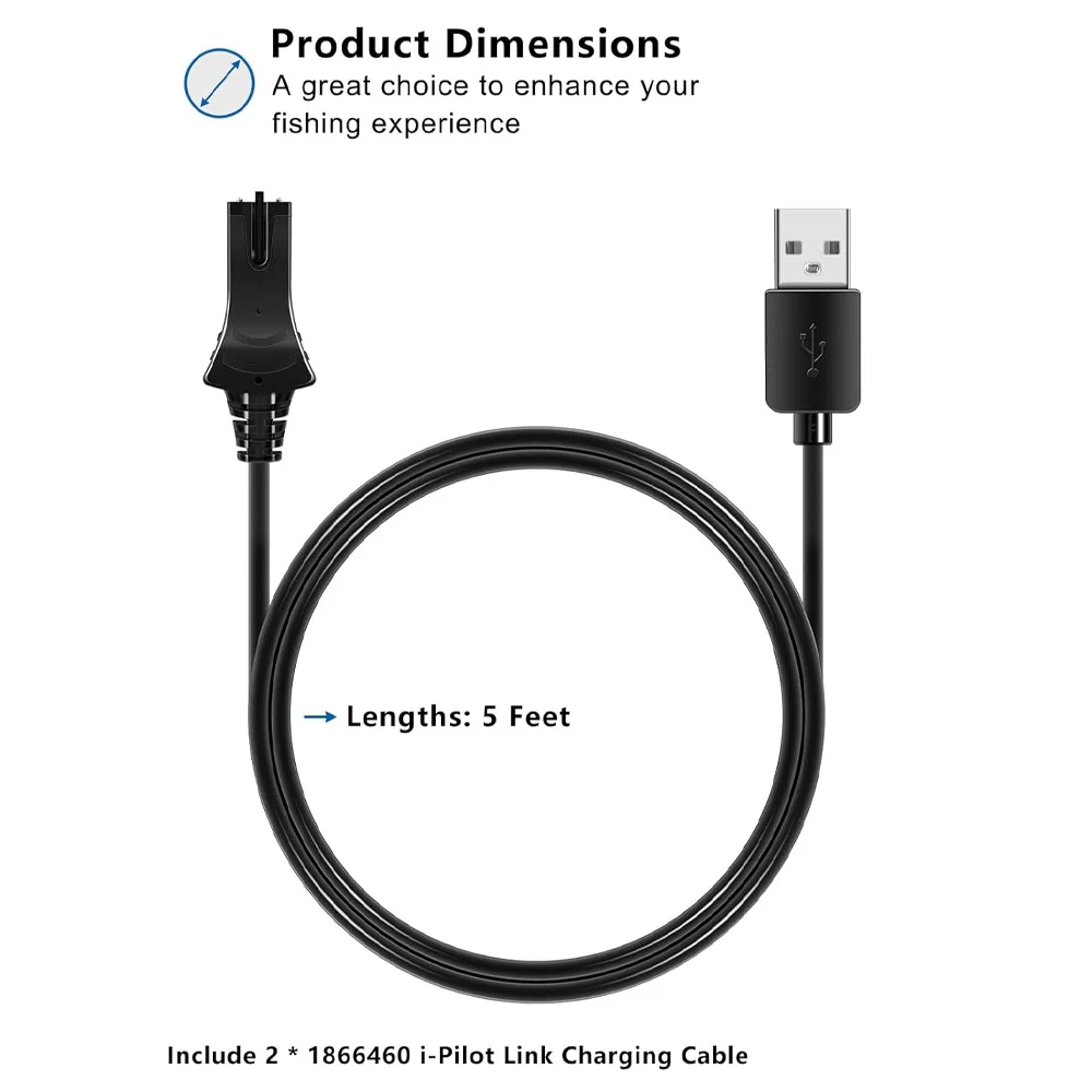 2Pcs 1866460Charging Cable Compatible with Minn Kota i-Pilot Remote Reliable Replacement Power Cord for Quick and Safe Charging
