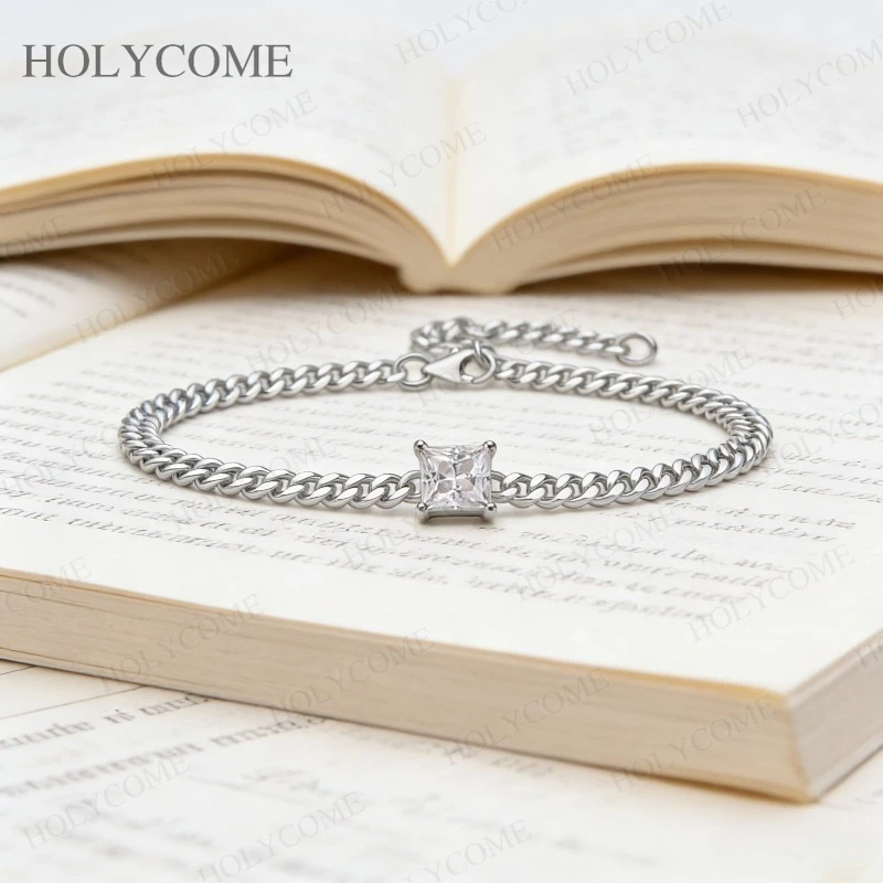 

Moissanite Tennis Bracelet Dainty 925 Sterling Silver 6-8inch D VVS1 Sparkling Clavicle Chain Elegant Anniversary Birthday Gifts