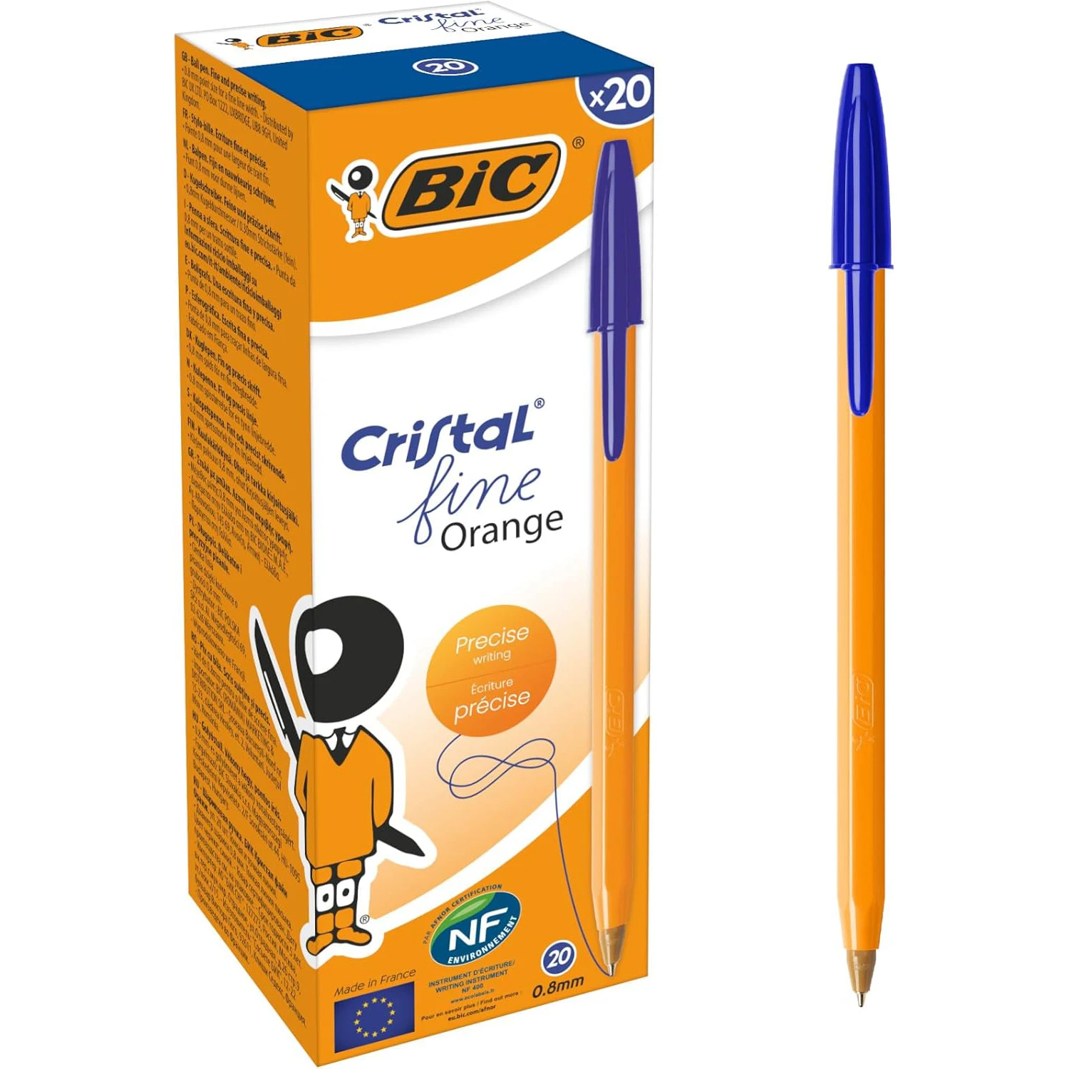 Bic orange original fine ballpoint pen 0.8mm blue (box of 20 units)
