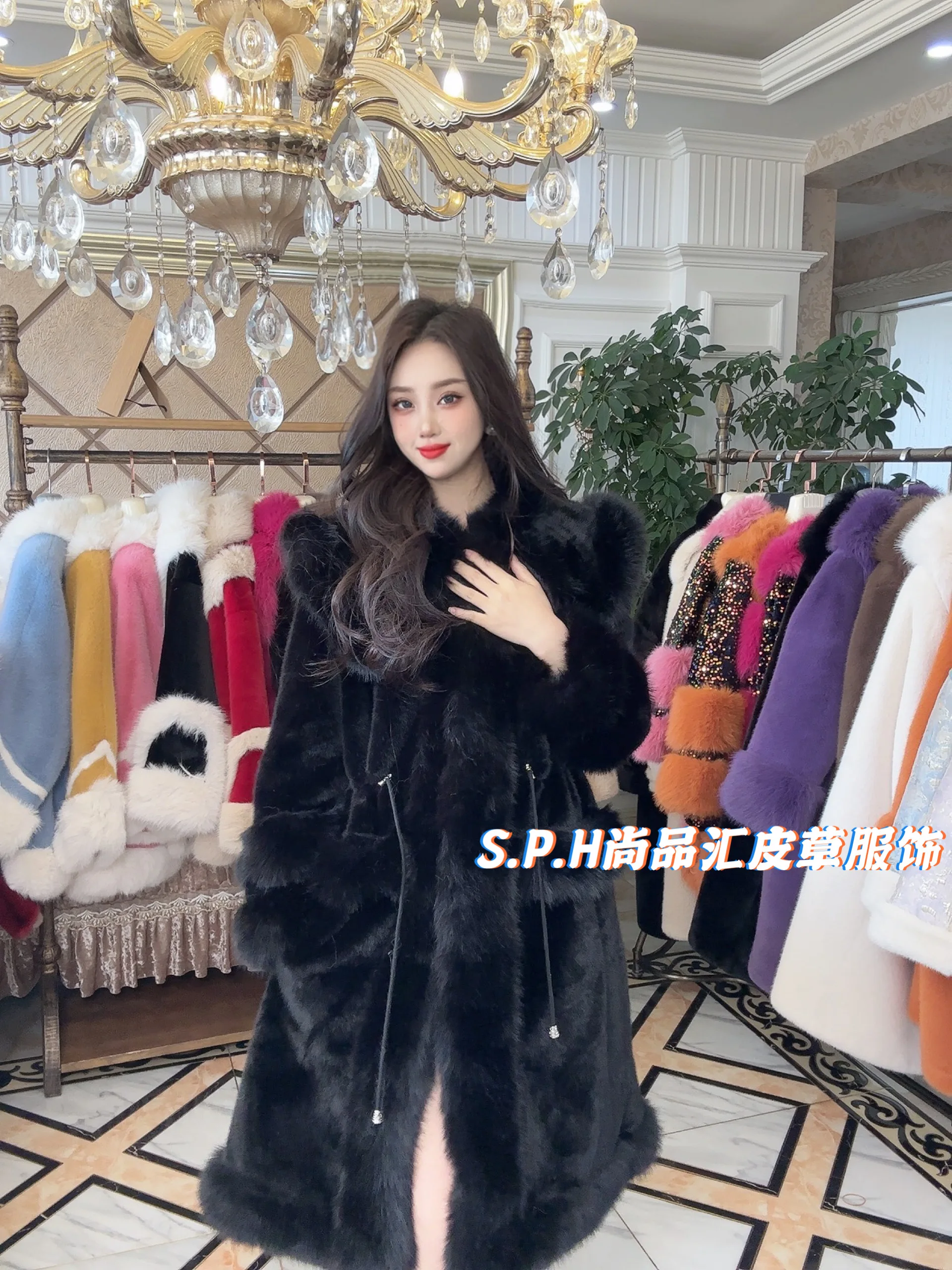 New Winter Fashion Fur Coat European Mink Sweet Toka Fox Fur Tight Waist Fur Collar Slimming Temperament Warm Women\'s Jackets