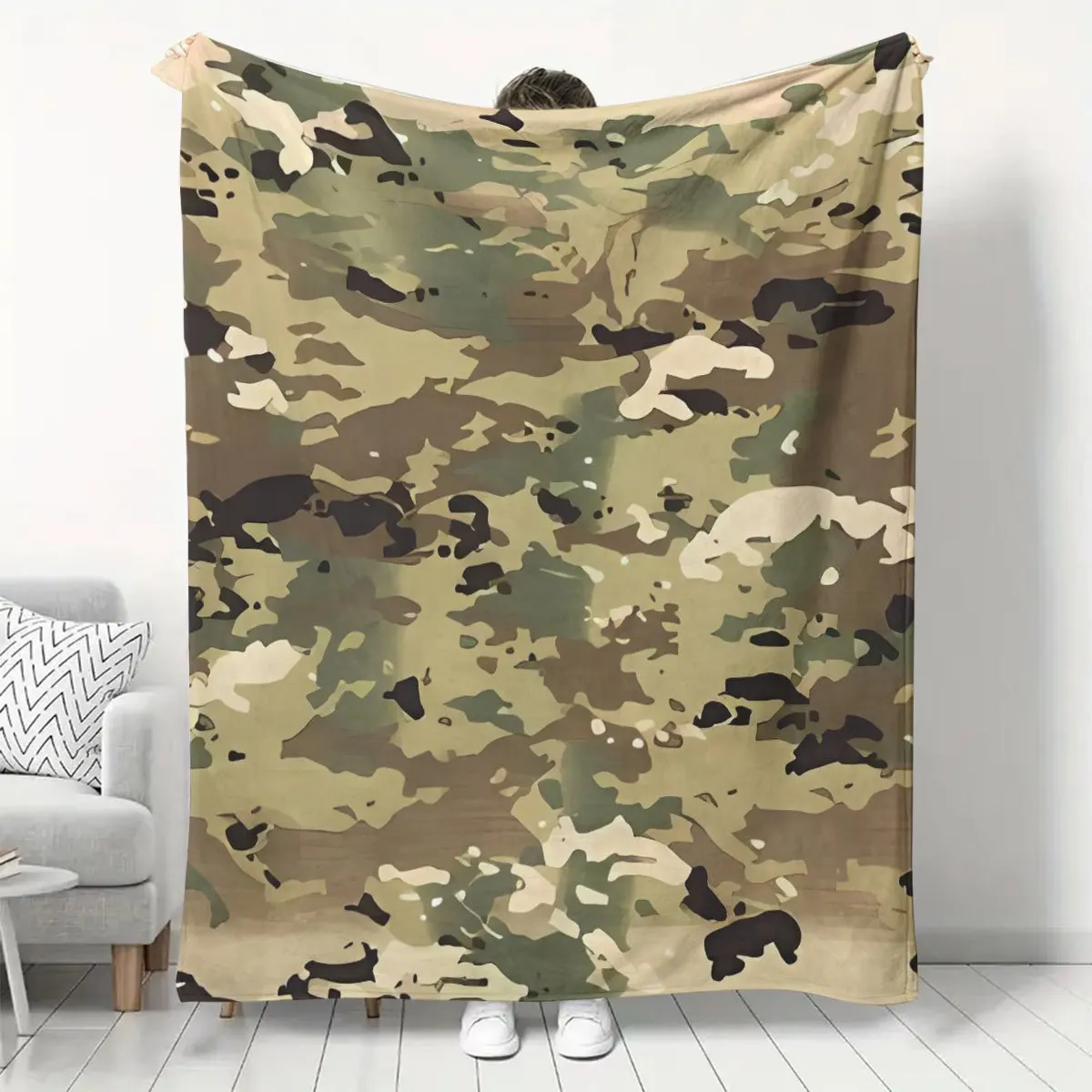 Forest Camouflage Flannel Blanket – Soft Cozy All-Season Throw for Home, Office, Car & Travel