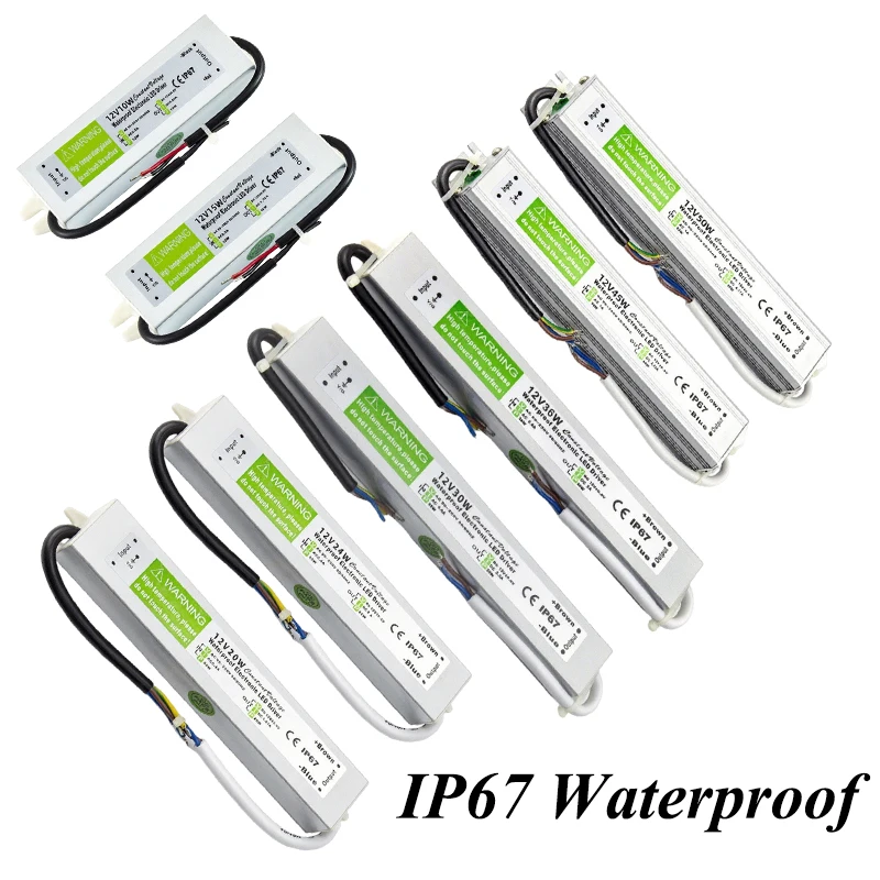 Transformer AC 220V TO 12V 24V LED Power Supply IP67 Waterproof 10W 15W 20W 24W 30W 36W 45W 50W Power Supply For LED Strip