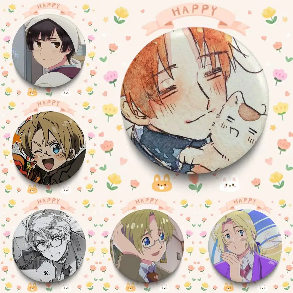 1pc Hetalia Axis Powers World Stars Badges 25 32 44 58 75 mm Round Cosplay Pin Bag Decor Fans Collect Friends Gifts Brooch Souve