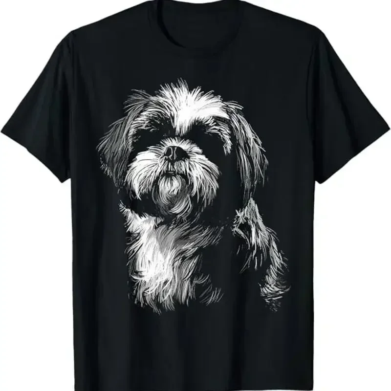 Dog Lover Cute Drawing Animal Pet Art Shih Tzu T Shirt