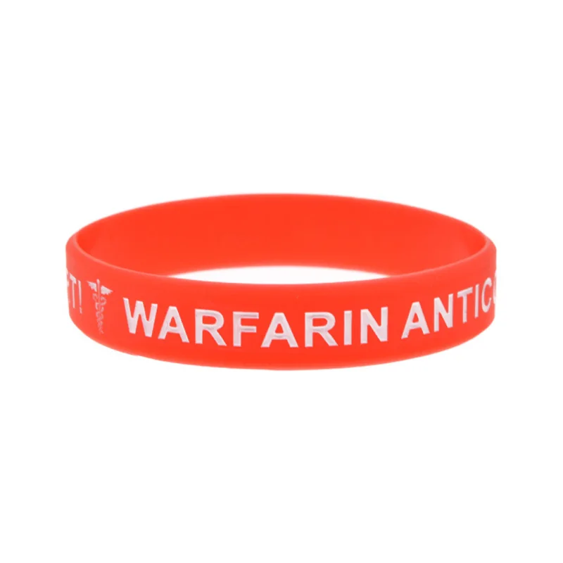 1PC/3PCS Warfarin Anticoagulant Silicone Wristband Medical Alert Rubber Bangle Adult Size