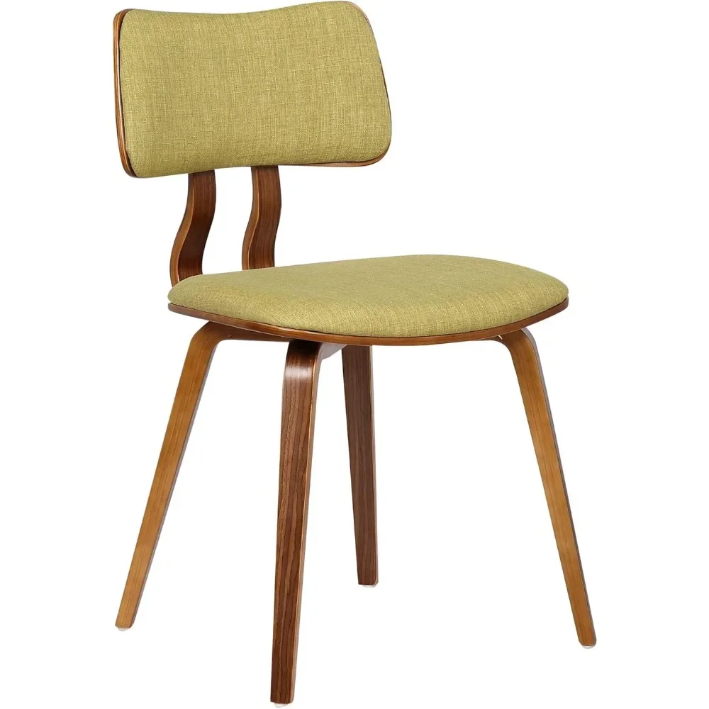 

Mid Century Modern Upholstered Fabric and Walnut Wood Dining Accent Chair for Kitchen Table