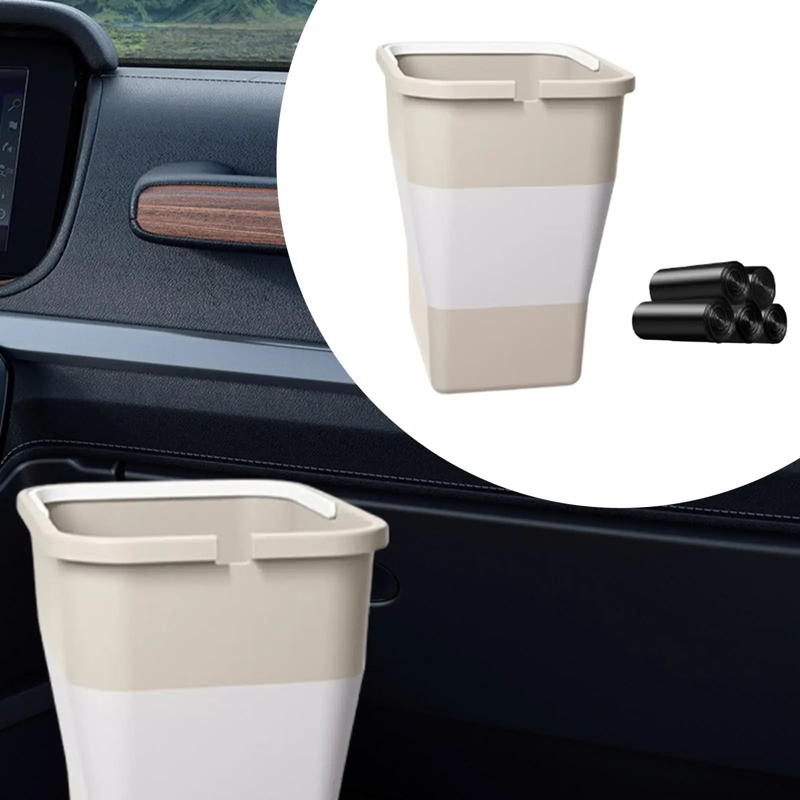 

Foldable Car Trash Can Wastebasket Waterproof Storage Organizer Garbage Can for Bathroom Office Cupboard RV Countertop