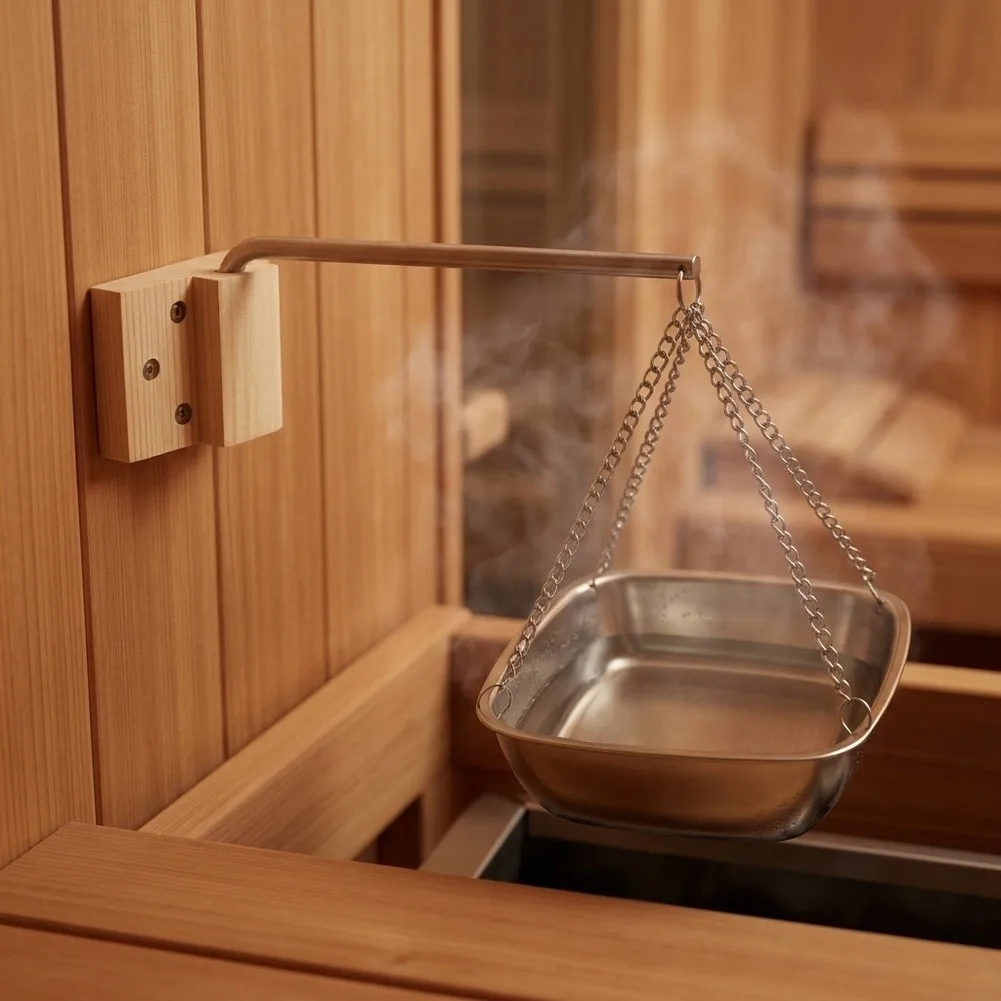 20cm Square Aroma Bowl Made of Stainless Steel for Essential Oils in For Sauna Steam Room and Spa Environments