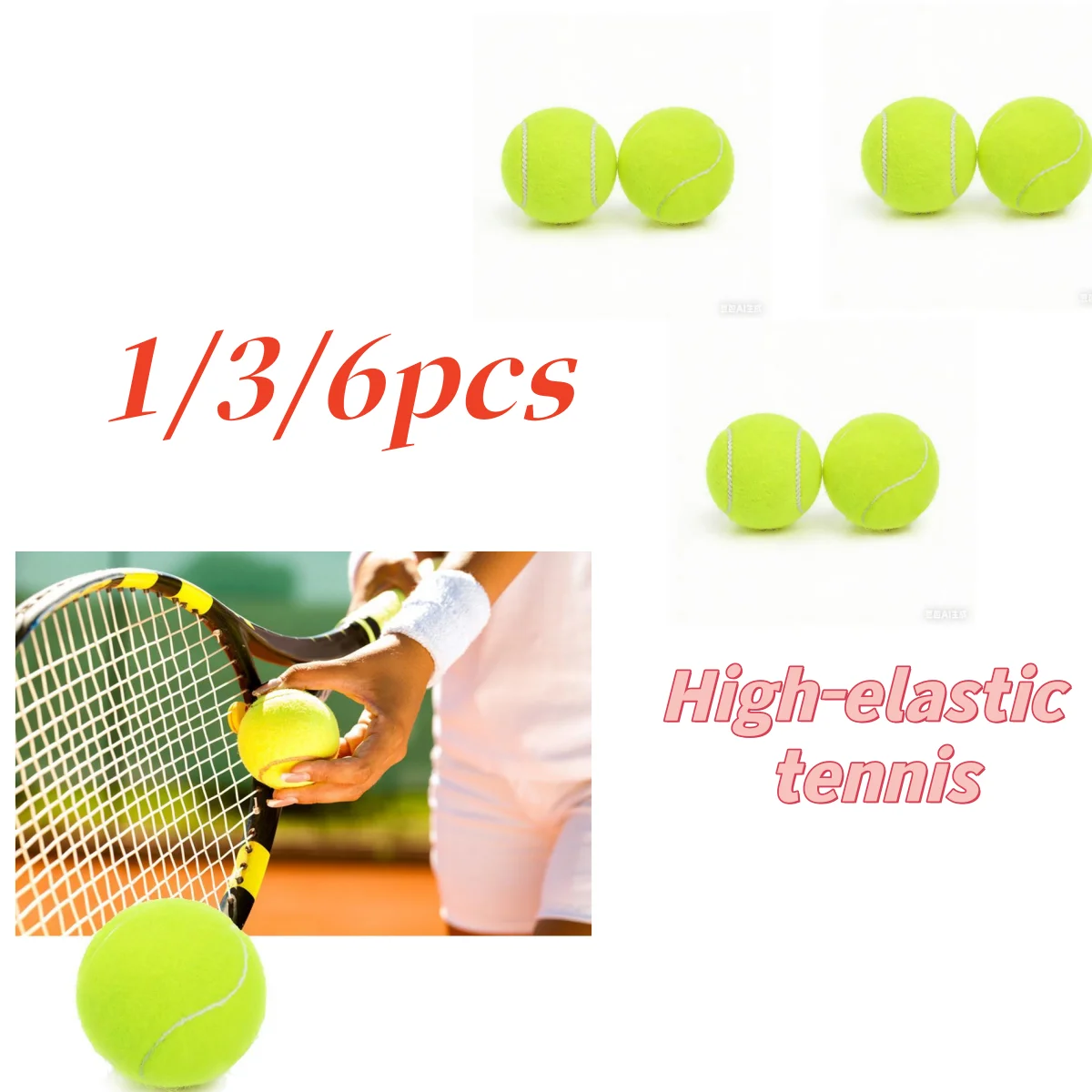 

1/3/6pcs Tennis Balls for Beginner High Elasticity Practice Tennis Balls with Mesh Bag for Pet Dog Training, Catching