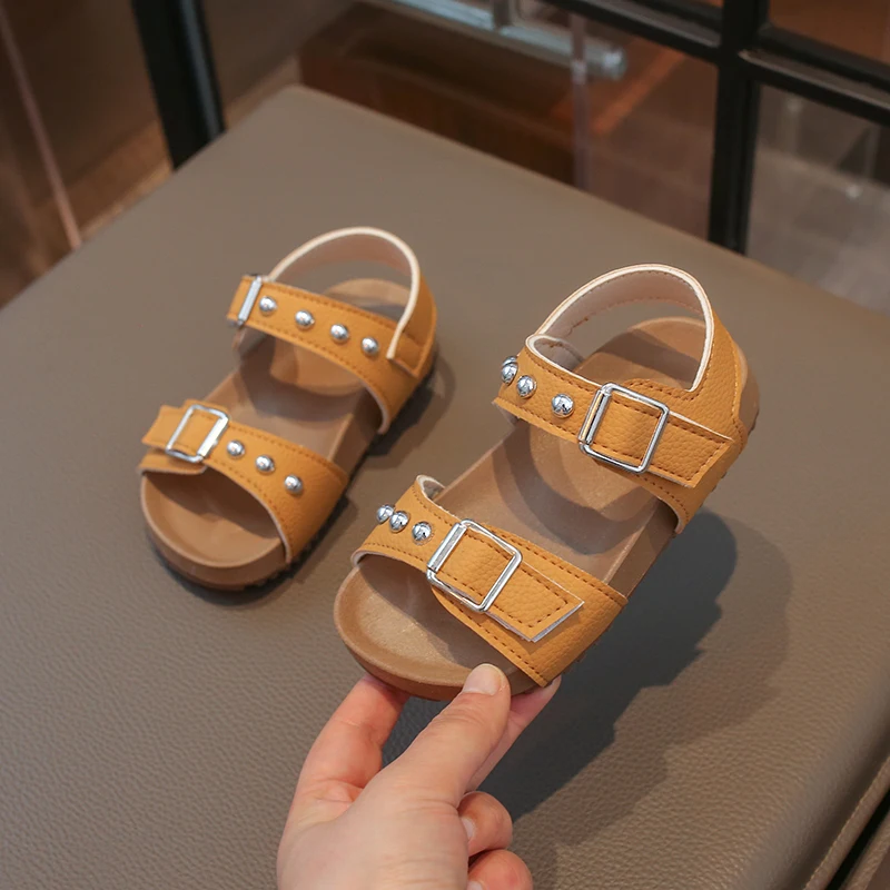 Baby Girls Sandals Summer Boys Beach Shoes Children Casual Rivets Shoes Infant Anti Slip Soft Sole Toddler Kids Sports Sandals