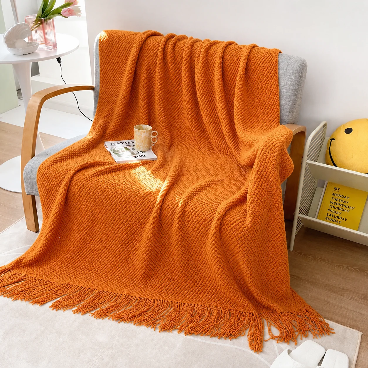 Saliegroene diamantvormige geo - Boho Throw Blanket Fringe recensie en prijs