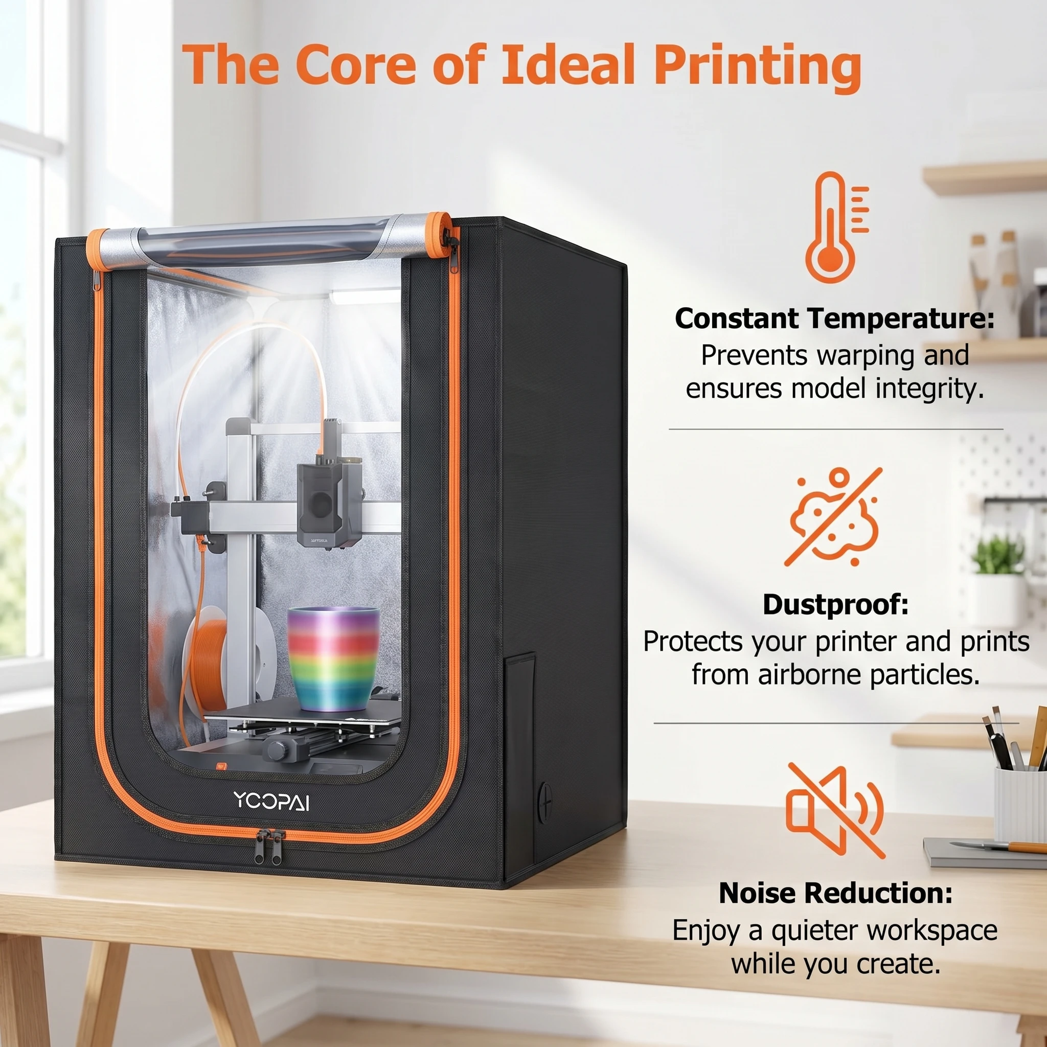 YOOPAI 3D Printer Enclosure For Anycubic Kobra 3/ Kobra 3 Combo /V2/V2 Combo Constant Temperature Fireproof Dustproof Waterproof 4