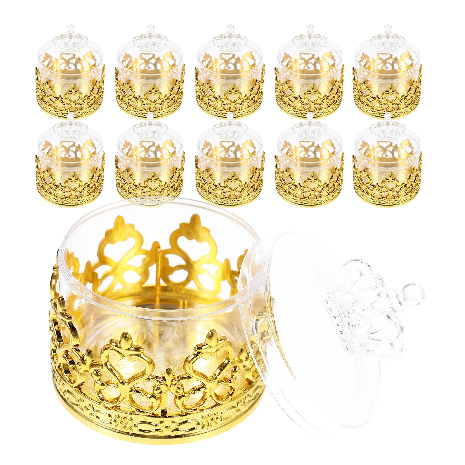 

12pcs Transparent Boxes Golden European Style Wedding Party Favors Baby Shower Gifts Empty Treat Containers Safe