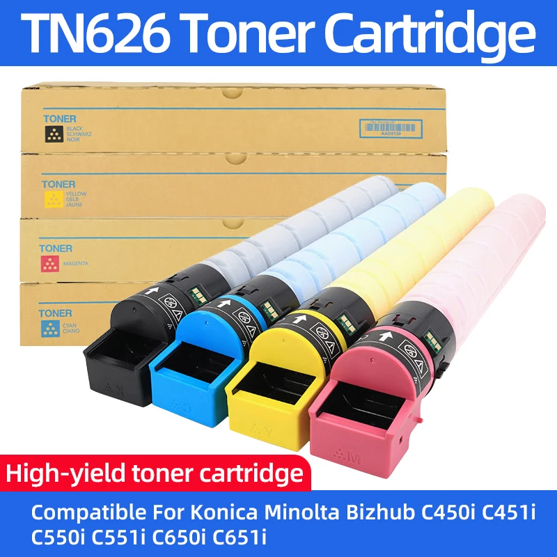 

1PCS TN626 TN-626 tn626 Toner Cartridge High-yield Compatible For Konica Minolta Bizhub C450i C550i C650i C750i Printer 4Color