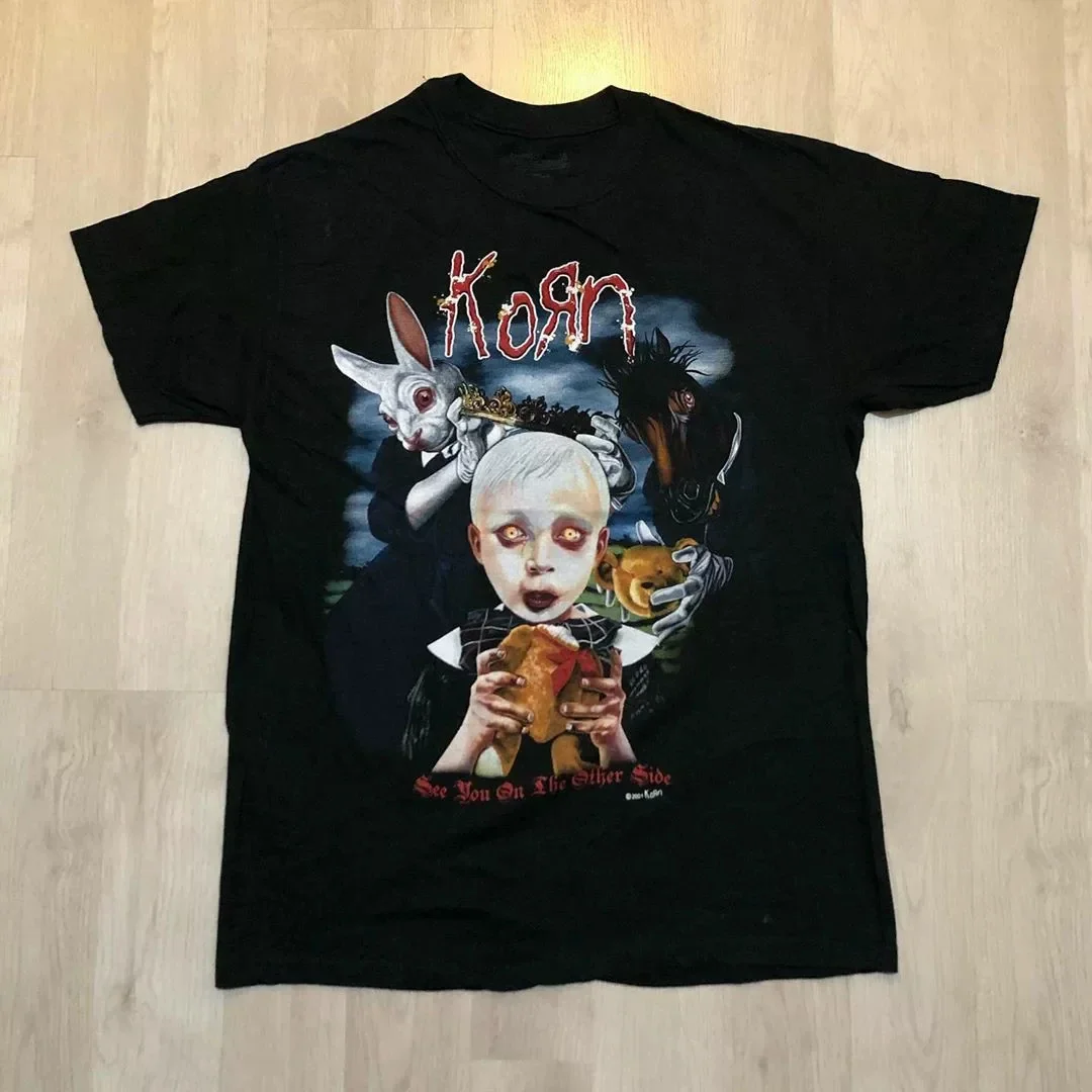 Korn See You on The Other Side Album Creepy Boy Bear Graphic T-Shirt Cotton Men Women Streetwear Tee