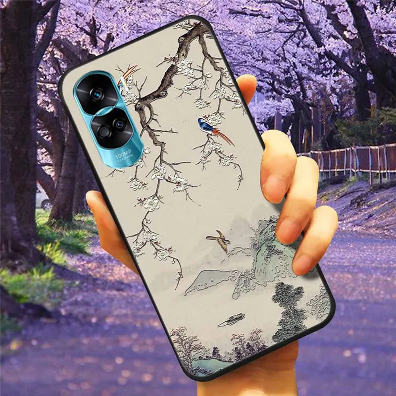 For Honor 90 Lite Case Honor90 5G 3D Relief Flower Emboss Soft Silicone Funda Covers for HONOR 90 Pro 90Lite Paint Coque Para