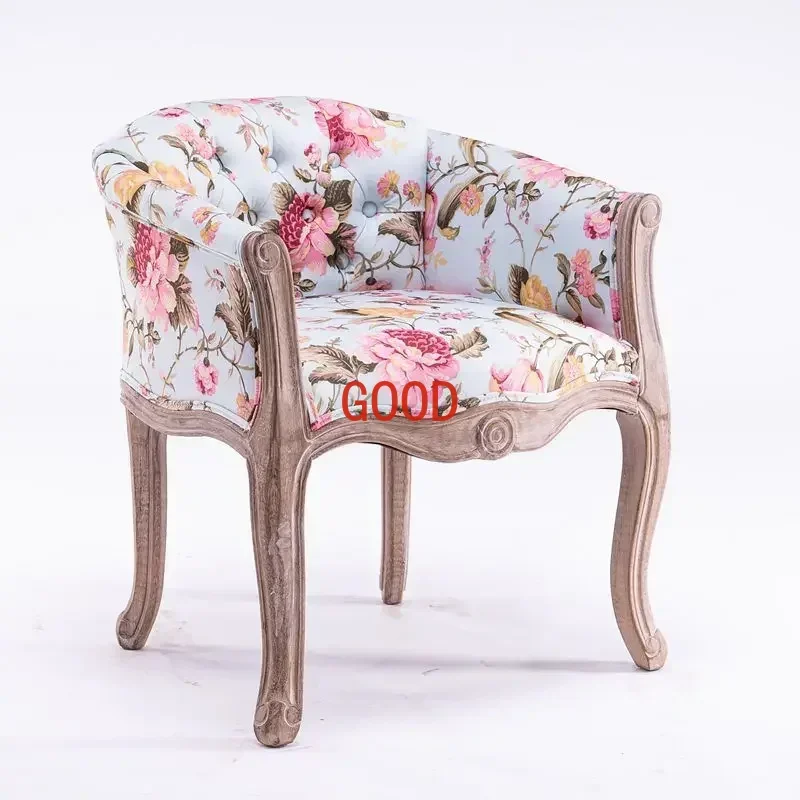 European and American retro solid wood high-grade study  Club coffee bar leisure chair Wai chair balcony single