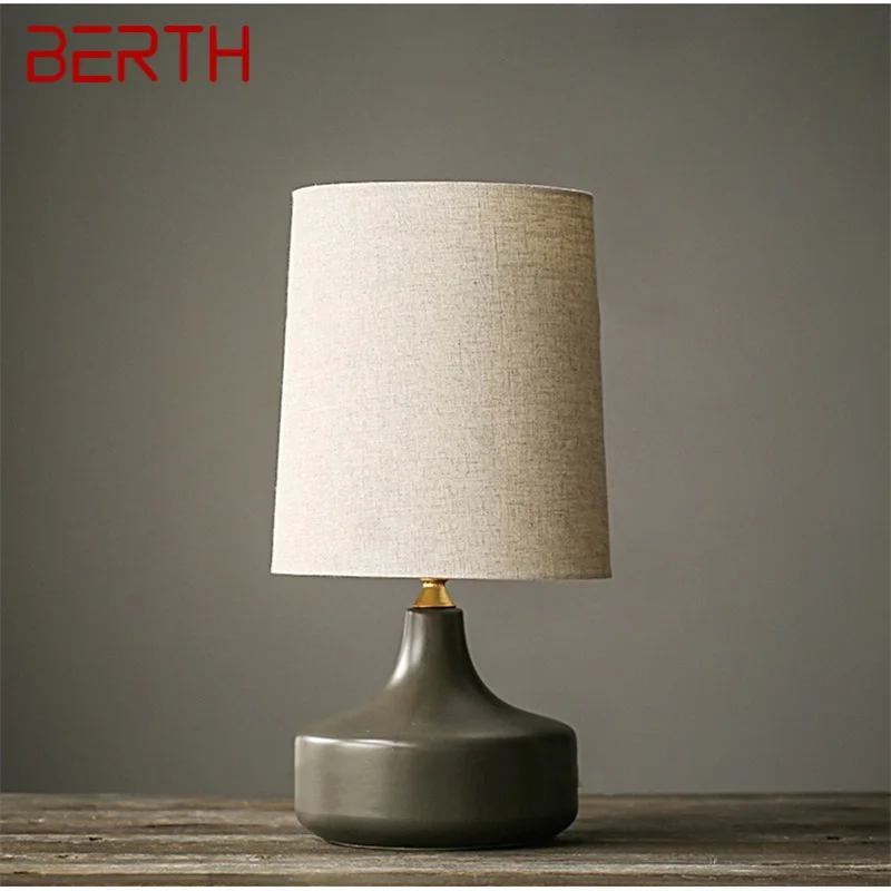 BERTH Nordic Simple Table Lamp Contemporary Ceramic Desk Light LED for Home Bedside Decoration