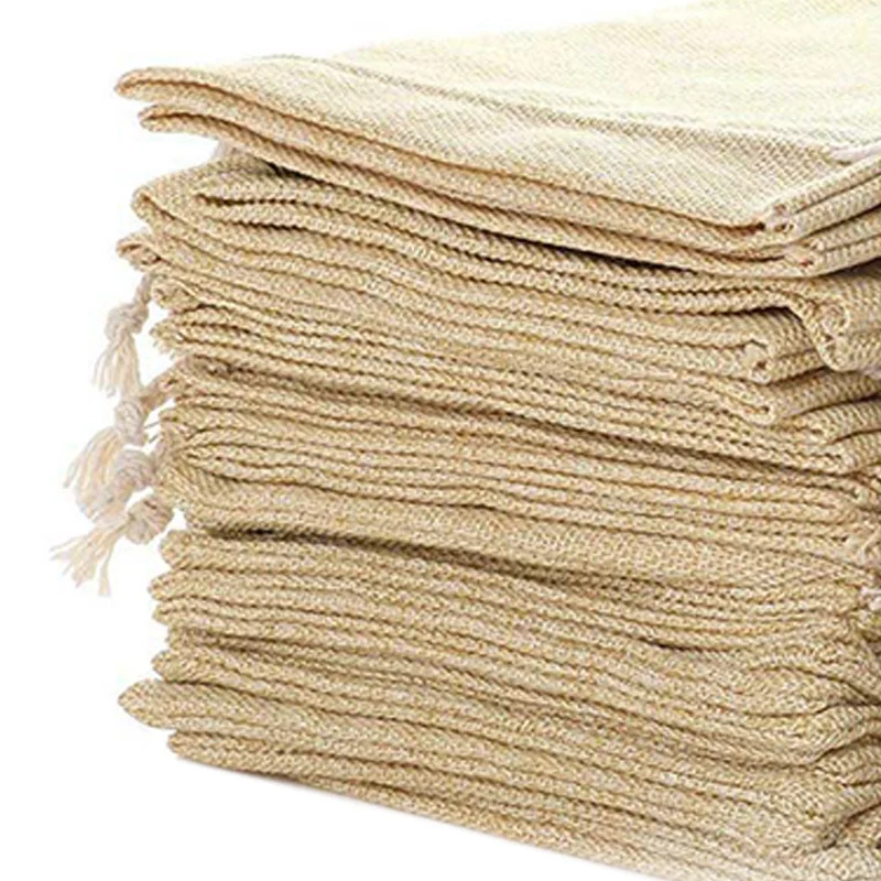 EYFL-5.9 Inch X 8 Inch Natural Linen Burlap Bags With Jute Drawstring For Gift Bags Wedding Party Favors Jewelry Pouch, Snack Sa
