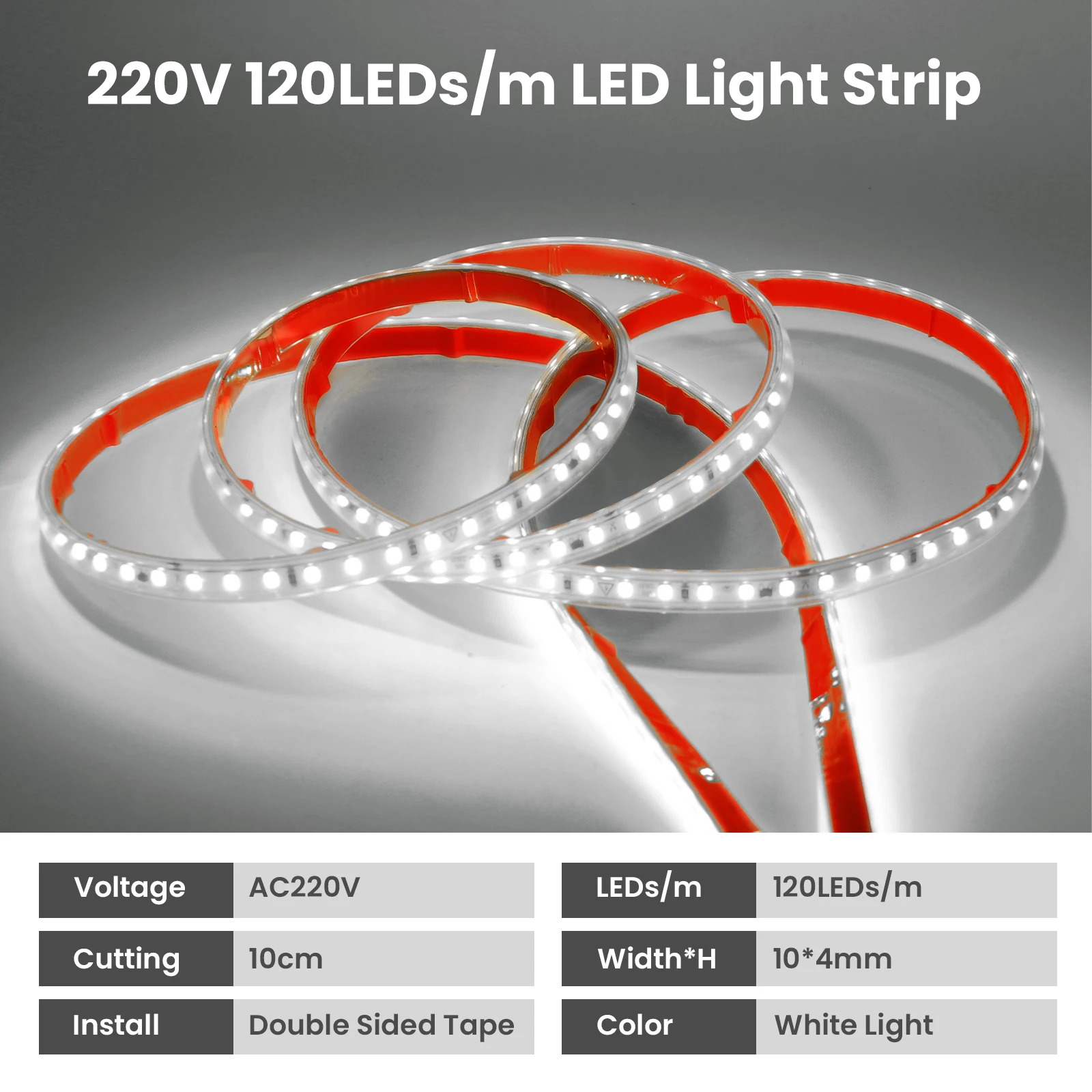 AC 220 V 120 Leds/M SMD 2835 LED Strip Waterdicht Groen/Rood/Blauw/roze/Geel/Wit Zelfklevende Flexibele Lint Streep Licht