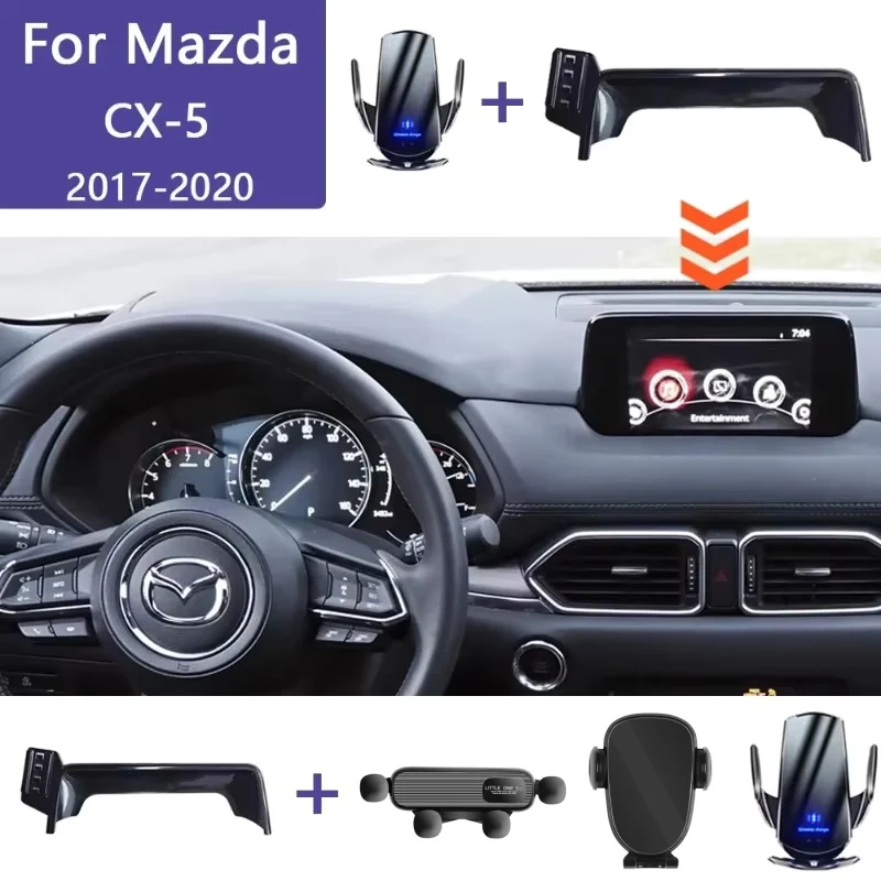 Car Phone Holder Screen Fixed Base For Mazda CX5 CX-5 KF 2017 2018 2019 2020 Wireless Charger Holder Mobile Stand Accessories view 6