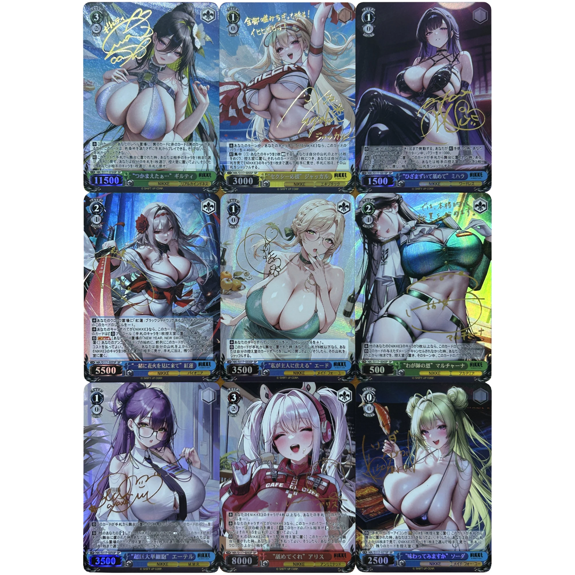 

NIKKE The Goddess of Victory Zero Two WS Signature Gold hot Refraction Color Flash Card Game Аниме Коллекция карт Игрушка