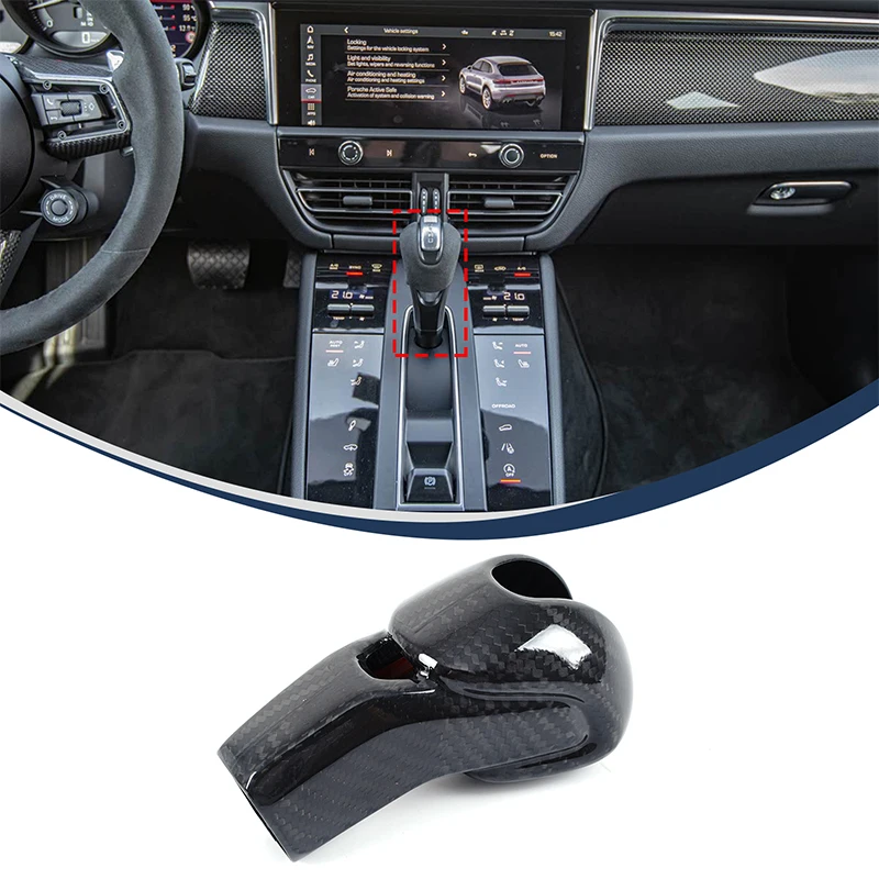 For Porsche Macan 2022 Car Center Console Gear Shift Decorative Cover Genuine Carbon Fiber Automotive Modification Accessories